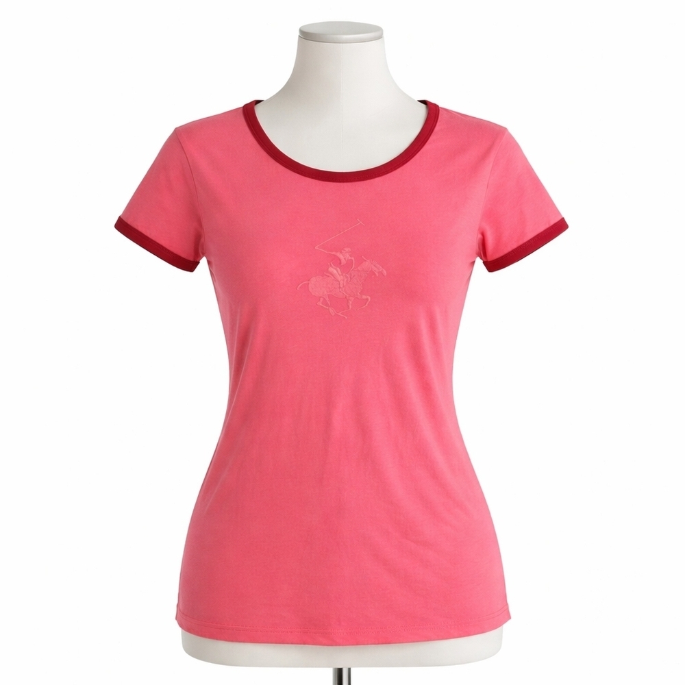 Beverly Hills Polo Club Pink Ringer Tee | Size M | New With Tags